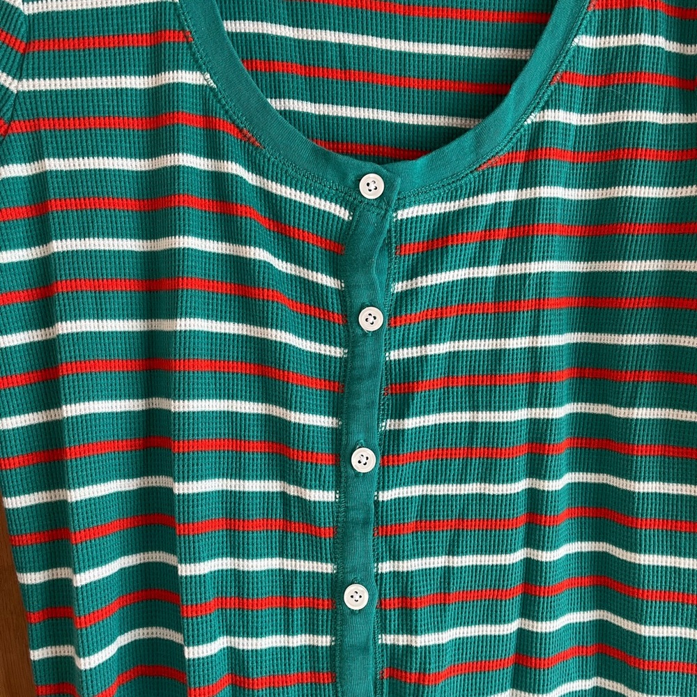 Old Navy Green and Red Striped Pajama Onesie